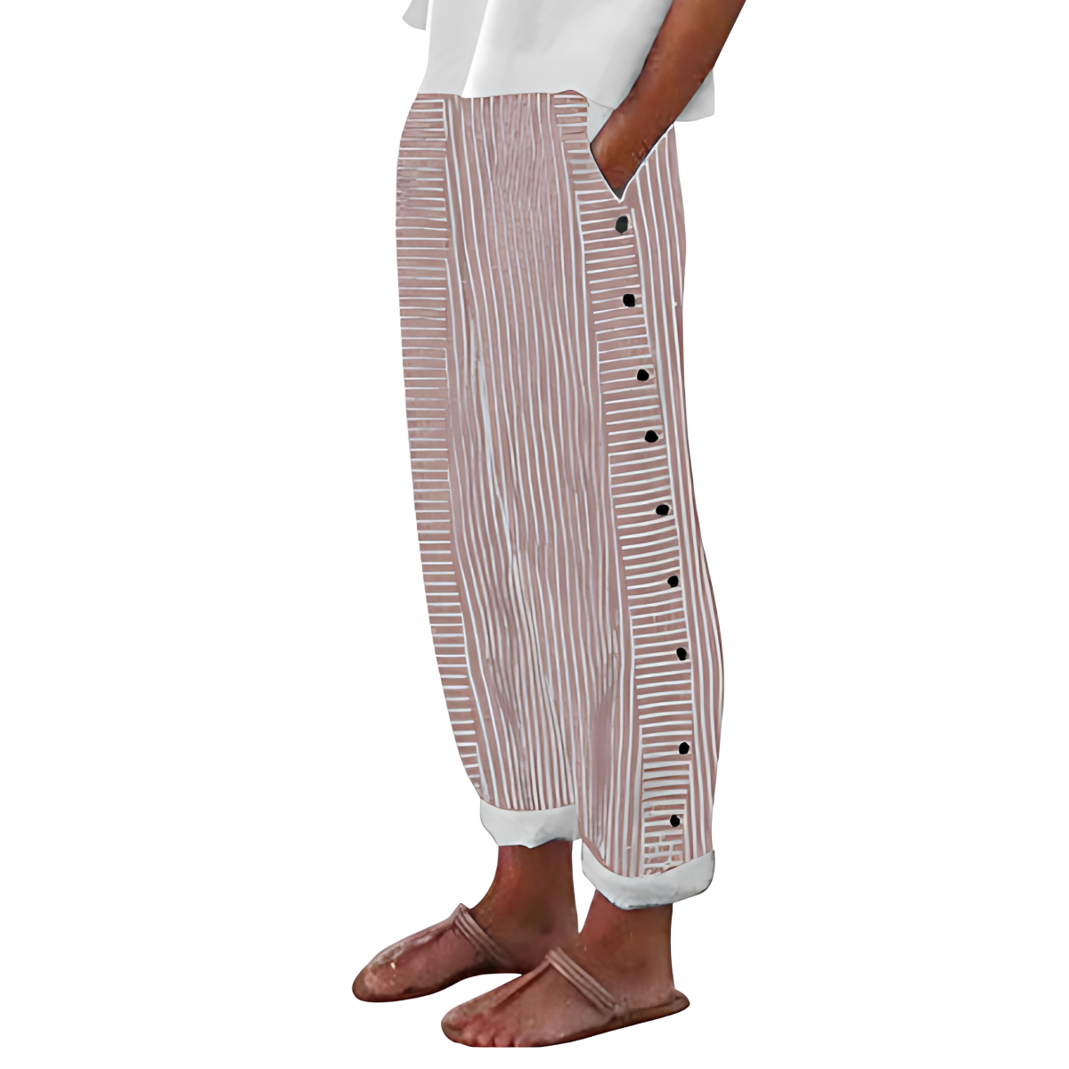 Image of Alison | Women's High-Waisted Striped Wide Leg Pants