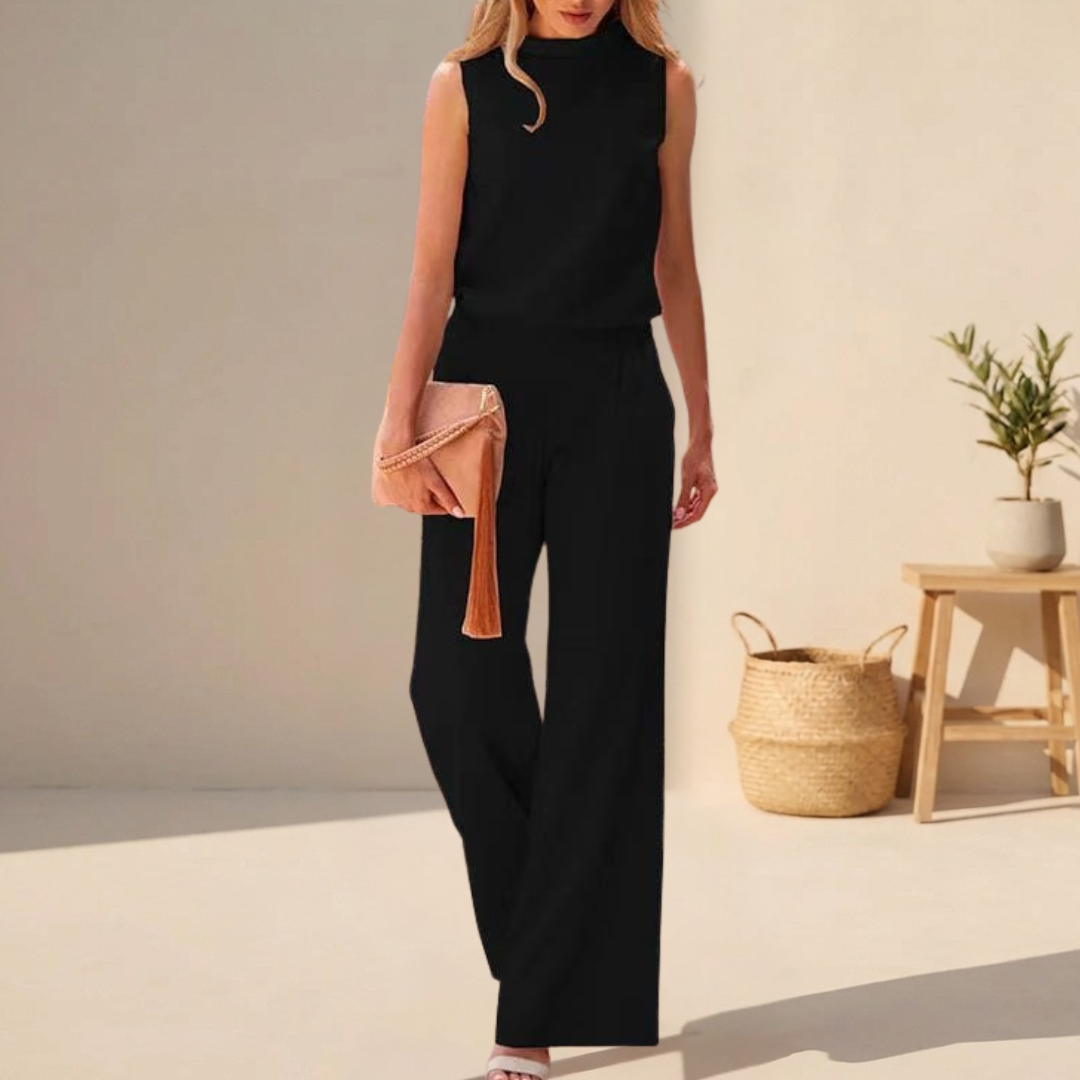 Image of Emily | Women's High-Waisted Wide Leg Pants Set