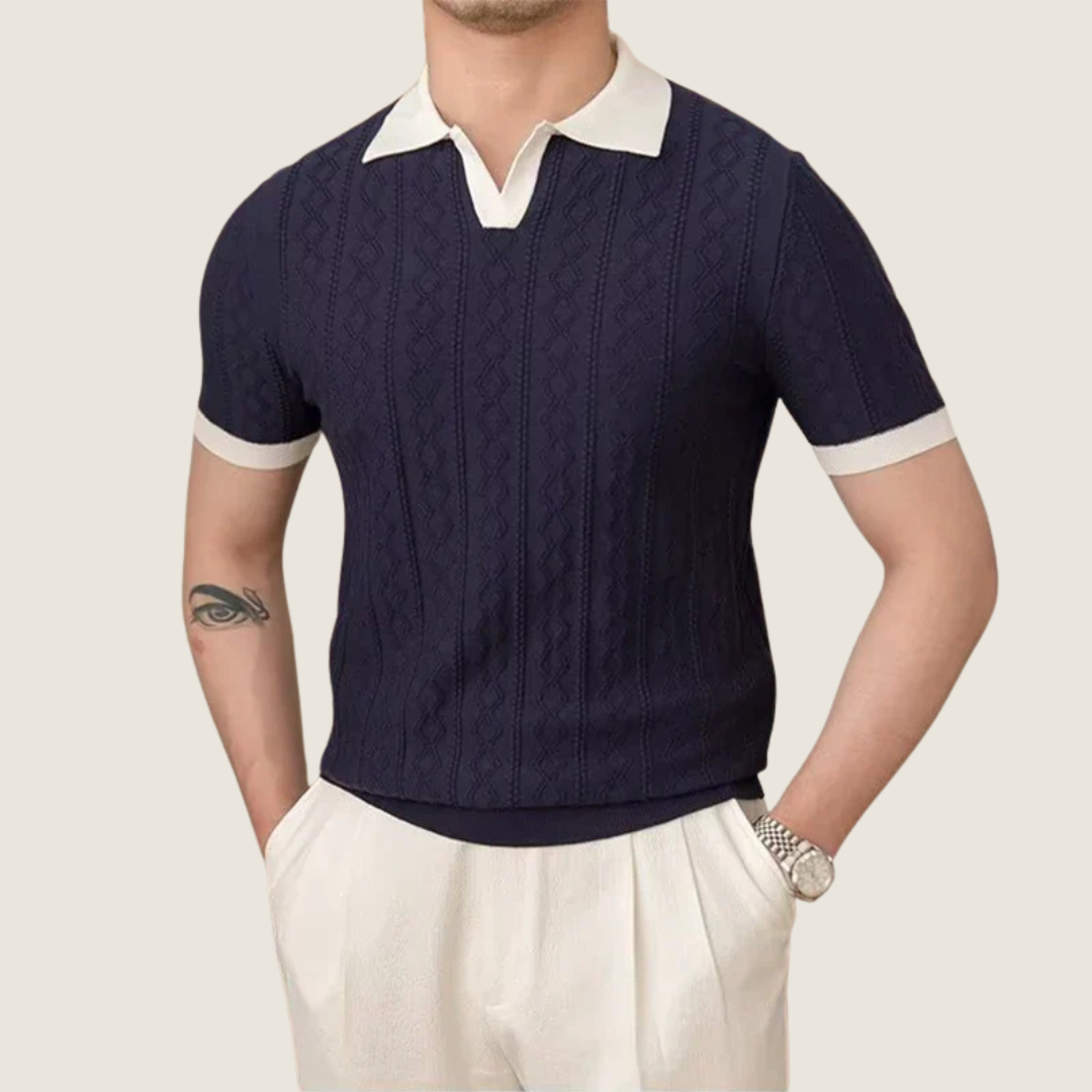 Image of George | Men's Slim-Fit Textured Polo Shirt