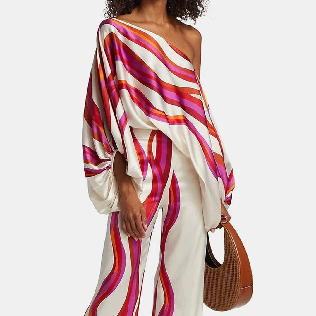 Image of Hallie | Women's Off-the-Shoulder Wide Leg Pants Set