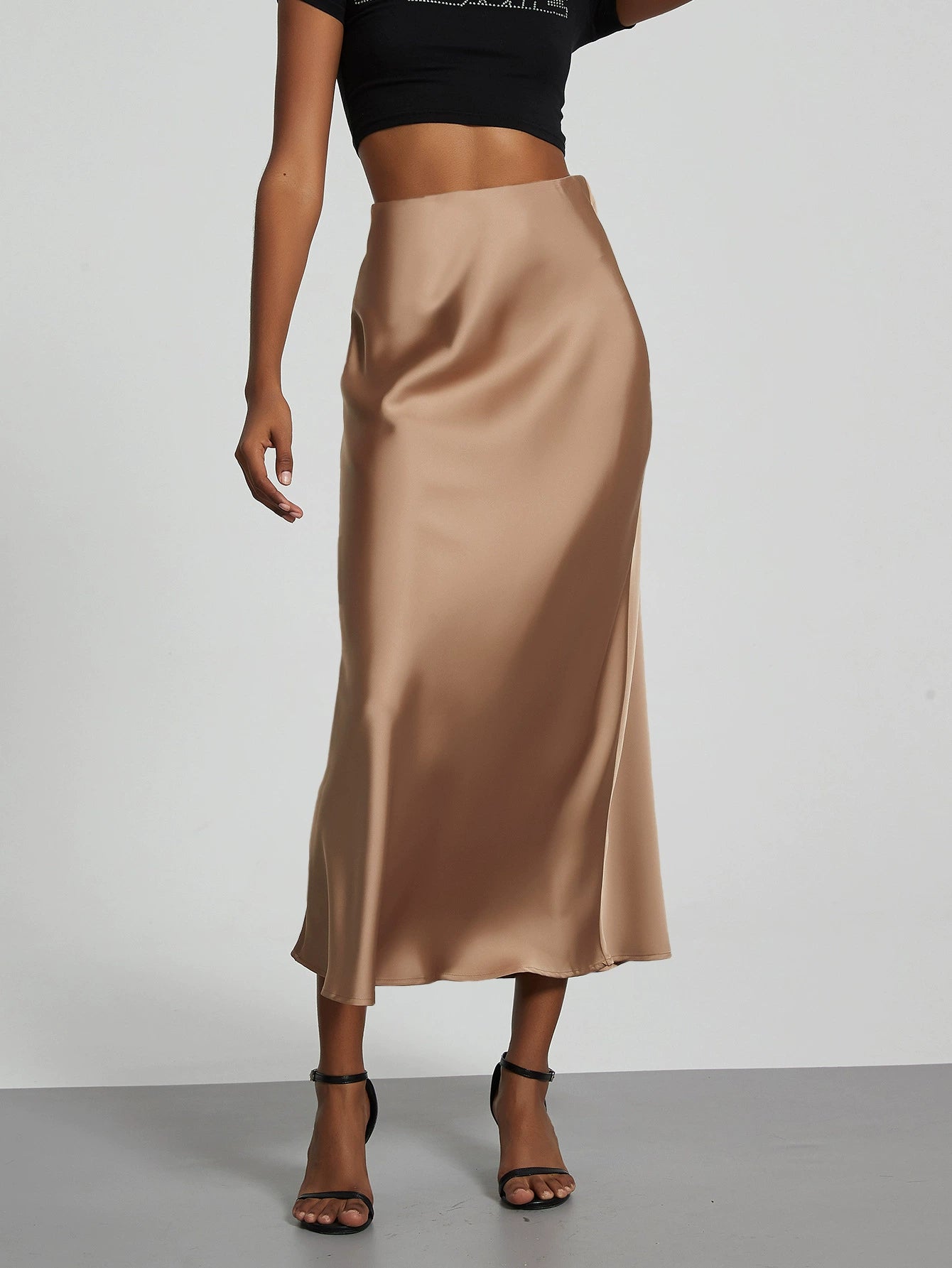 Image of Jane | Women's High-Waisted Slip Midi Skirt