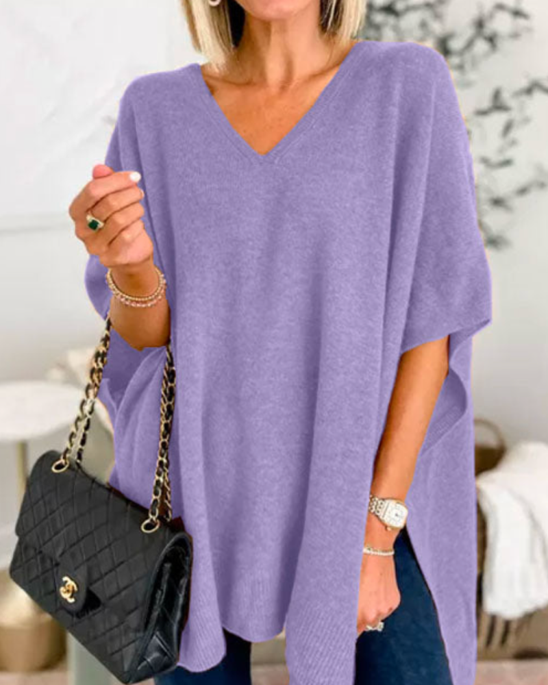 Image of Joanna | Women's Oversized V-Neck Poncho Sweater
