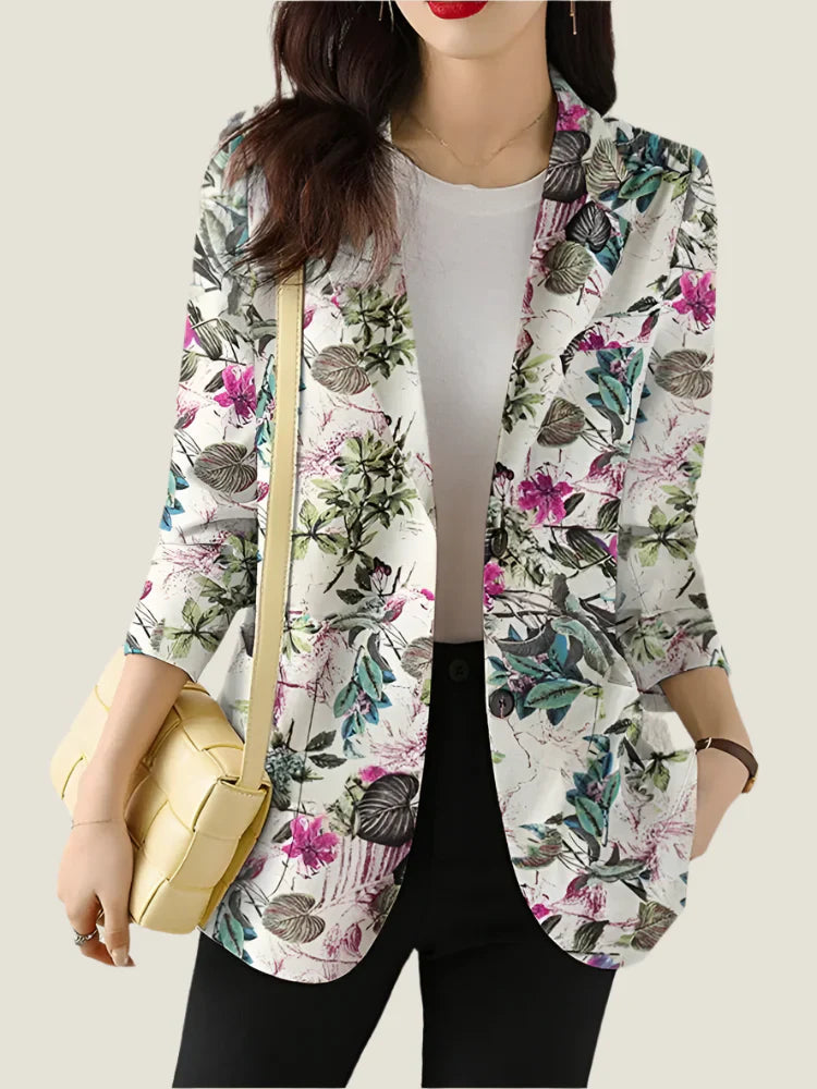 Image of Julia | Women's Floral Print Open Front Blouse