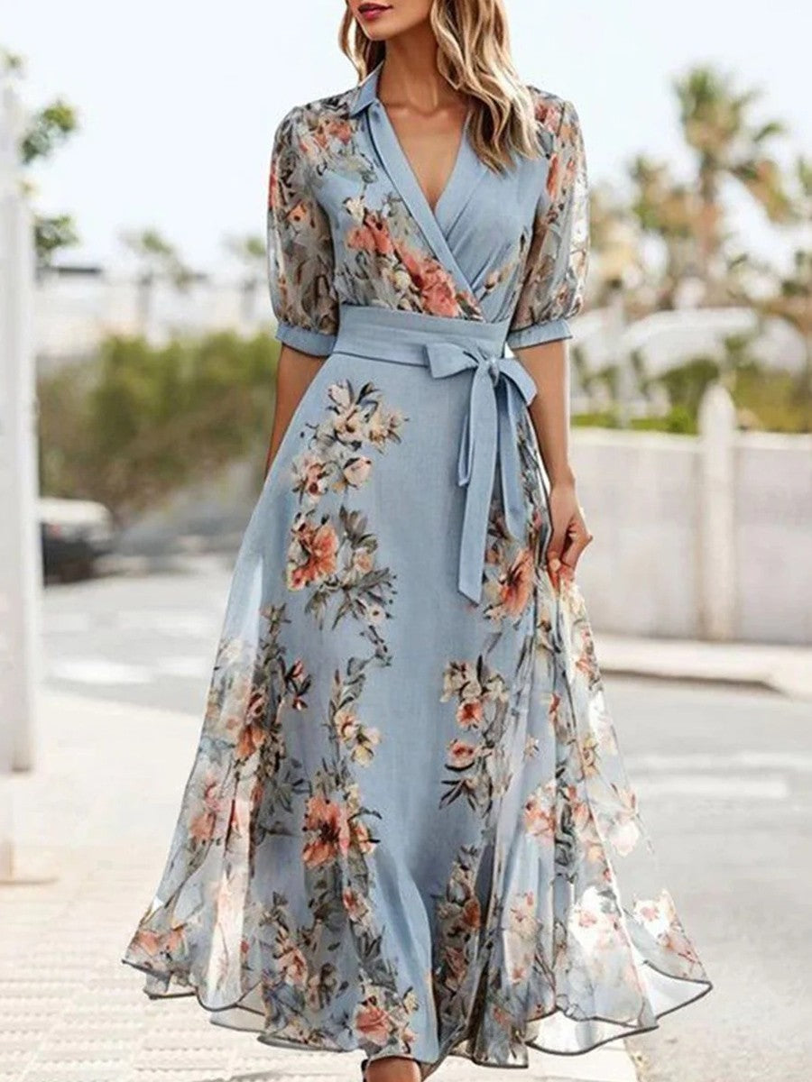 Image of Loretta | Women's V-Neck Wrap Maxi Dress