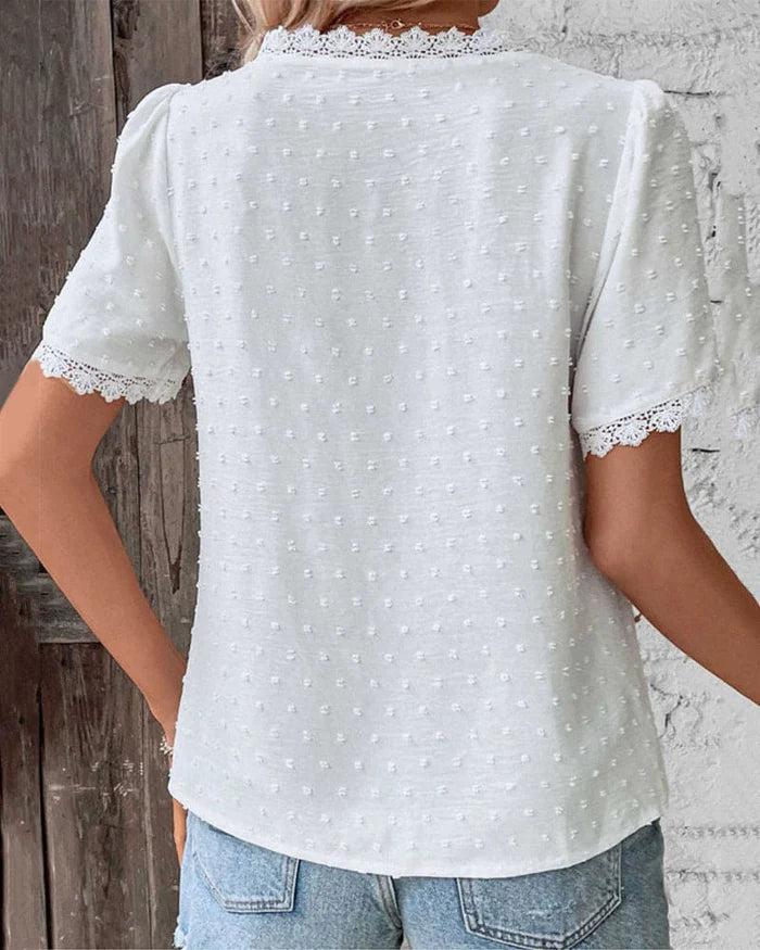 Image of Lucille | Women's Lace V-Neck Blouse