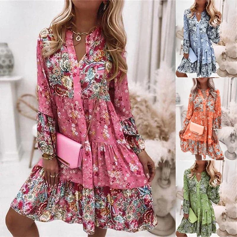 Image of Mae | Women's V-Neck Floral Mini Dress
