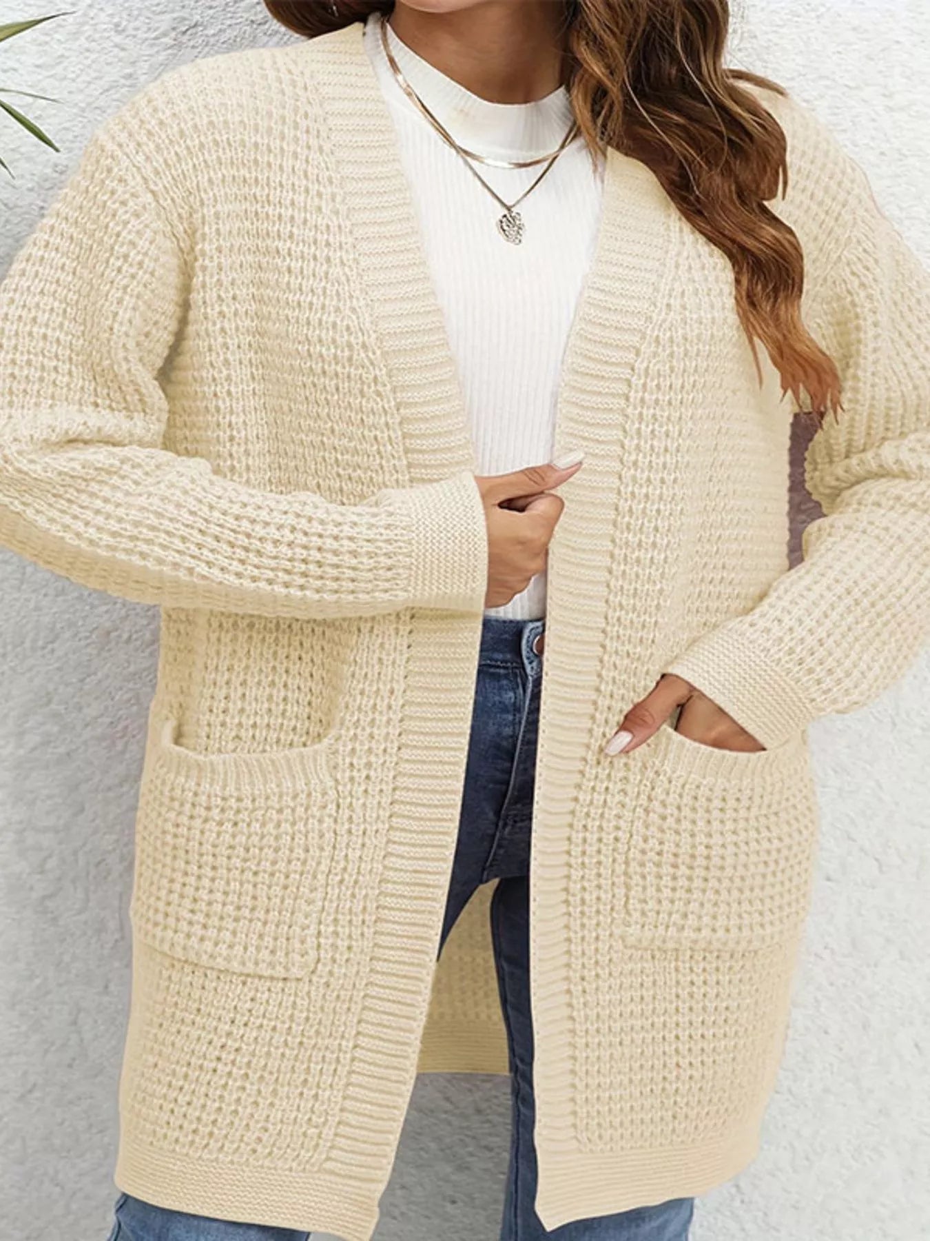 Image of Marlene | Women's Open Front Long Pocket Cardigan