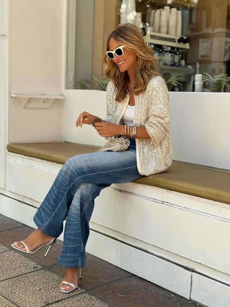 Image of Nancy | Women's Sequin Bomber Jacket