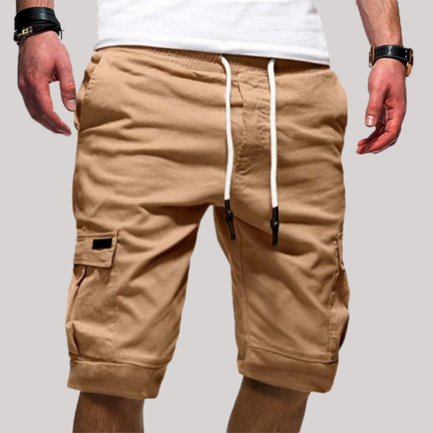 Image of Quincy | Men's Cargo Knee Length Drawstring Shorts