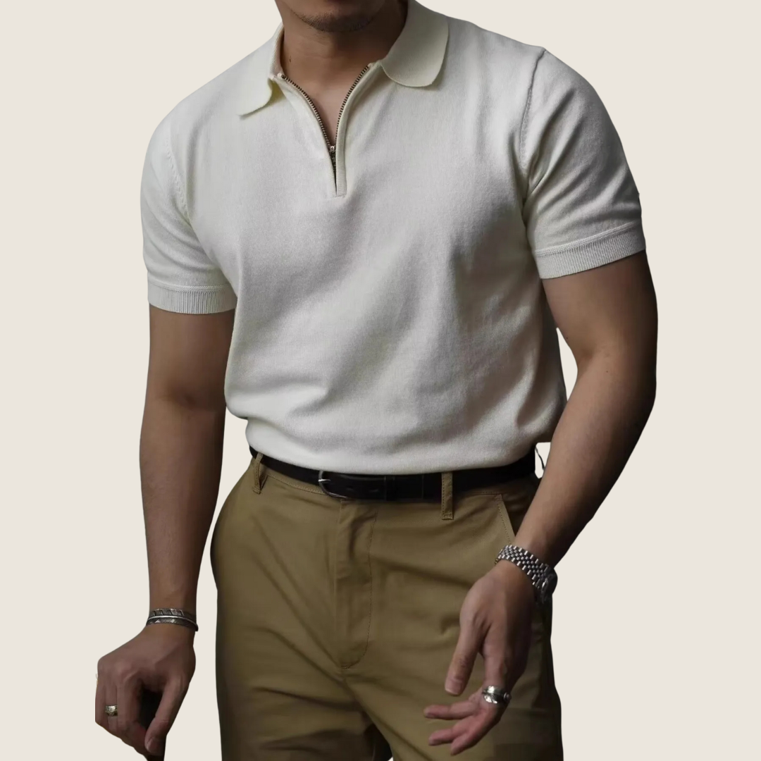Image of Reggie | Men's Zip Polo Short Sleeve Shirt