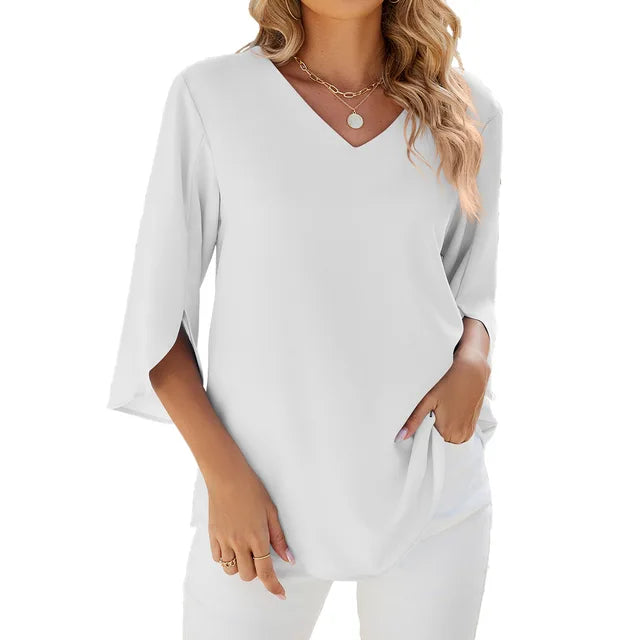 Image of Scarlett | Women's V-Neck Split Sleeve Blouse