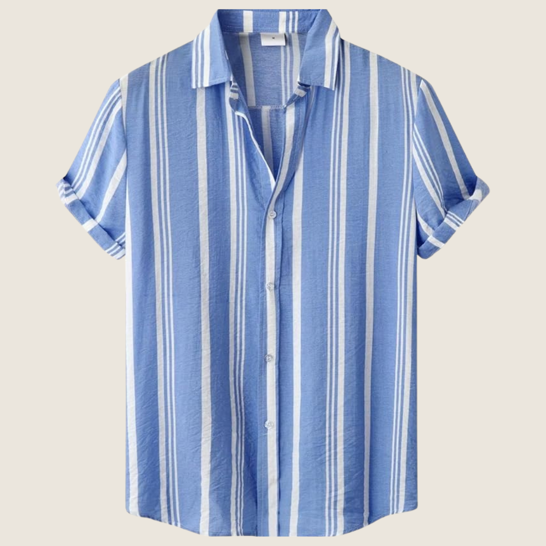 Image of Sterling | Men's Striped Short Sleeve Button-Up Shirt