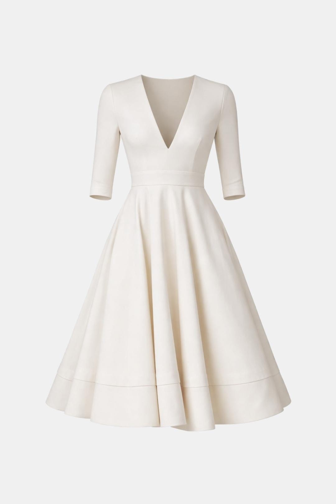 Image of Tina | Women's V-Neck A-Line Midi Dress