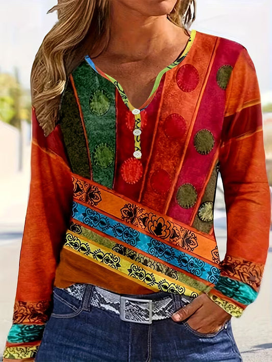 Image of Rose | Women's Long Sleeve Printed Blouse