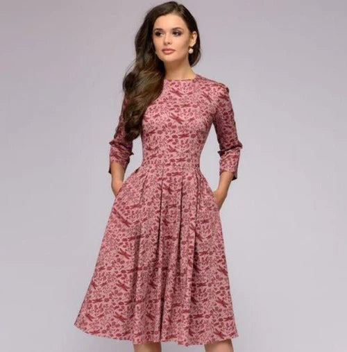 Image of Faith | Women's 3/4 Sleeve A-Line Midi Dress