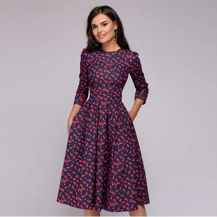 Image of Faith | Women's 3/4 Sleeve A-Line Midi Dress