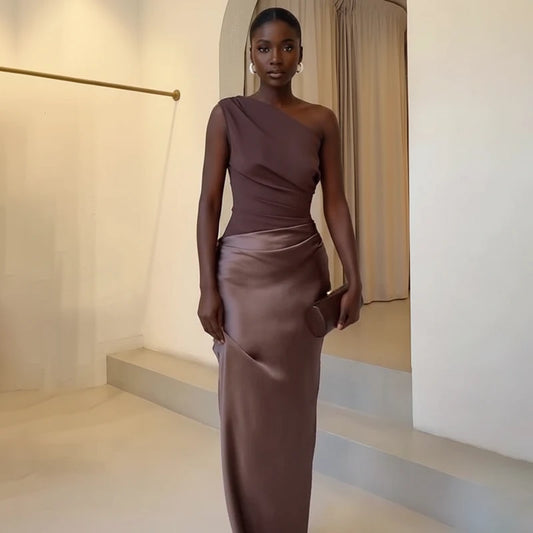 Women's One Shoulder Evening Maxi Dress