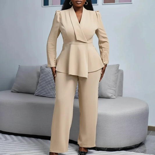 Women's Peplum Pant Suit Set