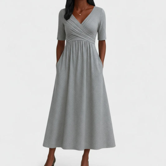 Women's V-Neck A-Line Midi Dress