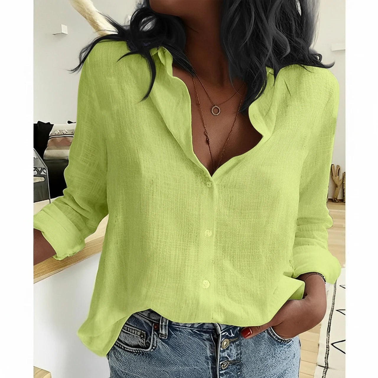 Women's Button-Down Relaxed Fit Blouse