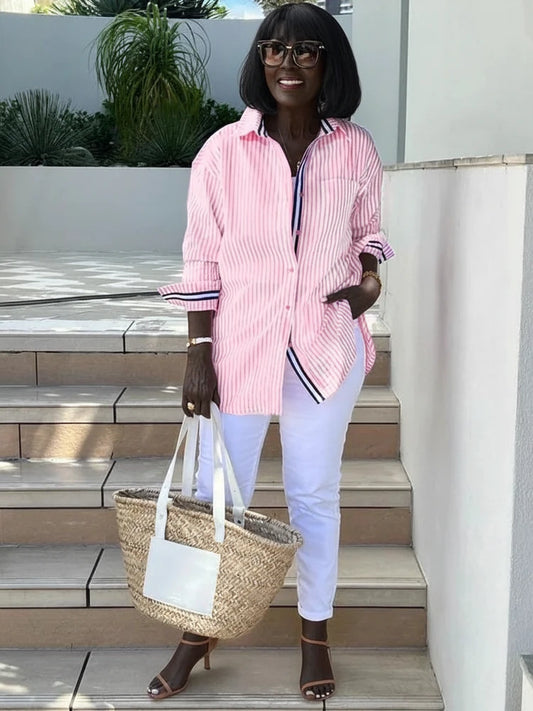 Women's Long Sleeve Striped Blouse