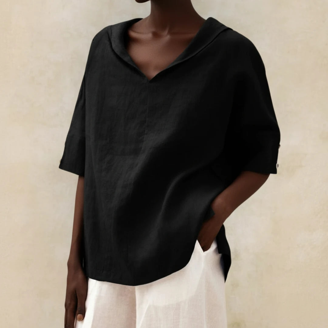 Women's Casual Relaxed Fit V-Neck Blouse