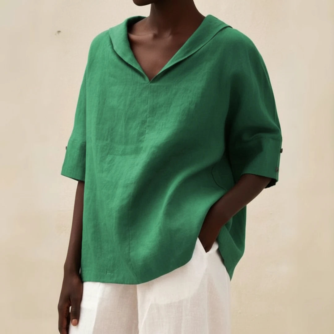 Women's Casual Relaxed Fit V-Neck Blouse