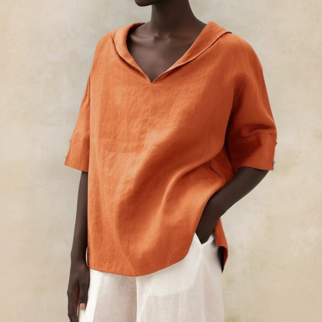 Women's Casual Relaxed Fit V-Neck Blouse