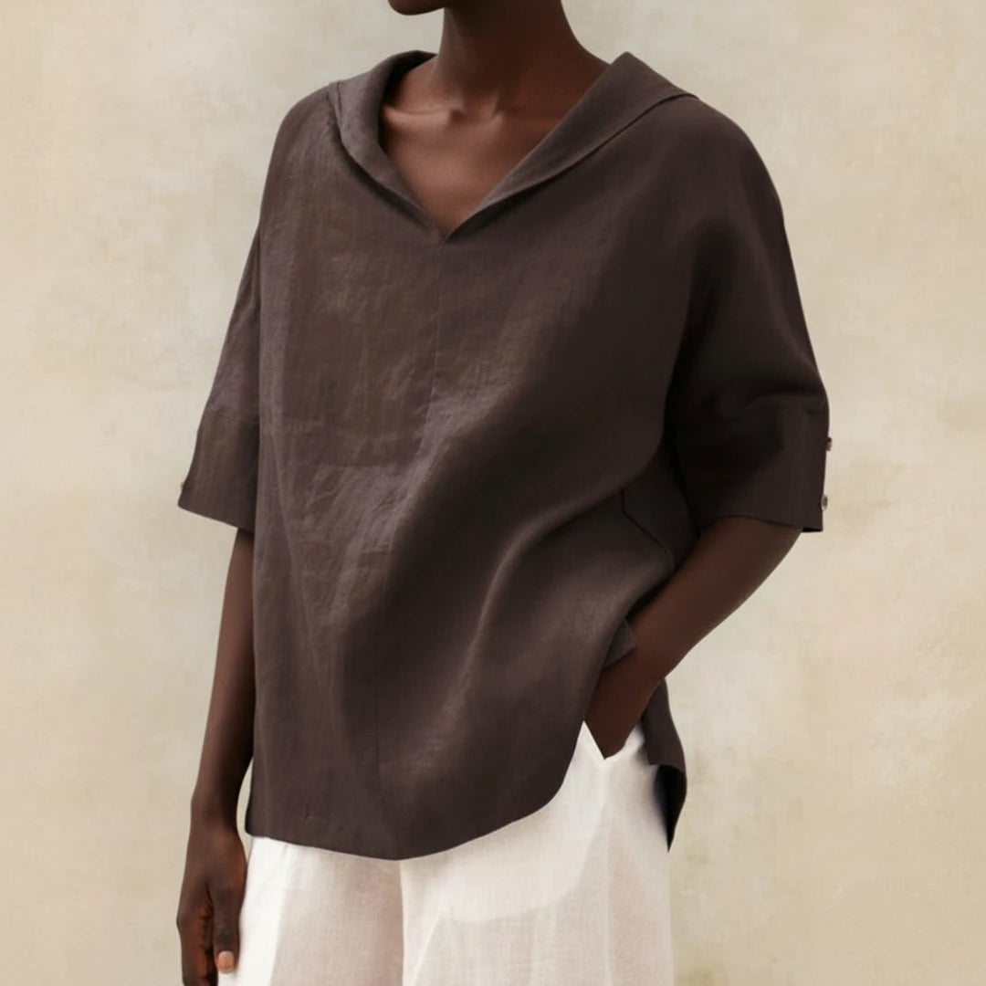 Women's Casual Relaxed Fit V-Neck Blouse