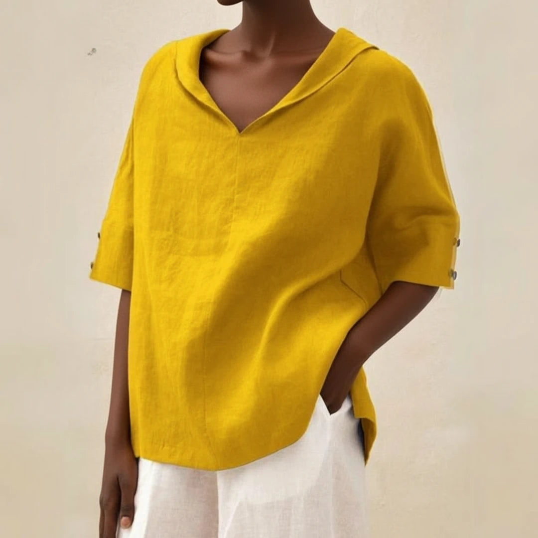 Women's Casual Relaxed Fit V-Neck Blouse