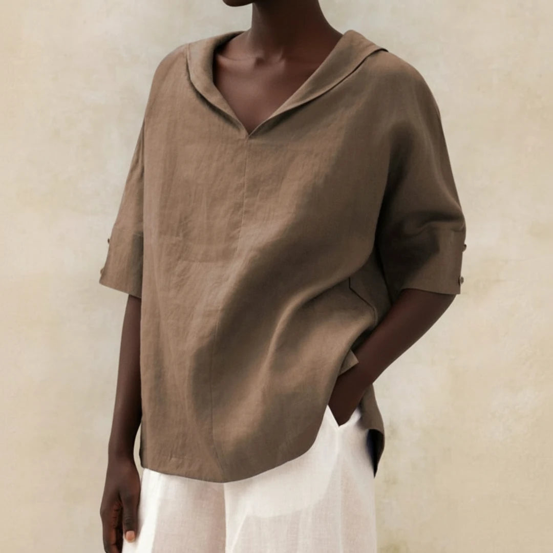 Women's Casual Relaxed Fit V-Neck Blouse