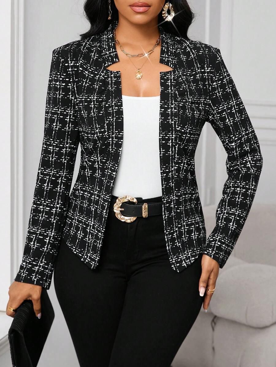 Image of Alana | Women's Collarless Checked Blazer