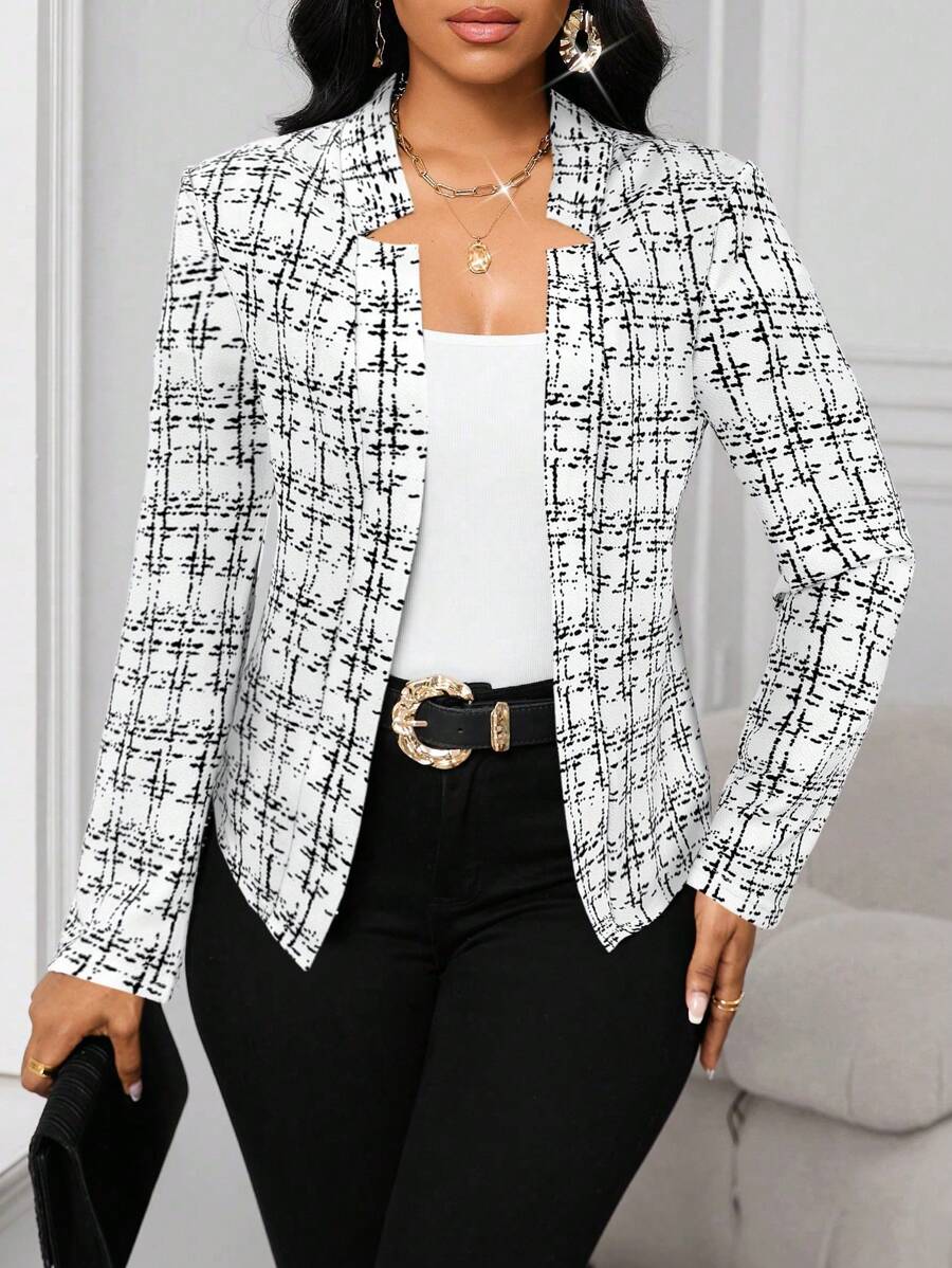 Image of Alana | Women's Collarless Checked Blazer