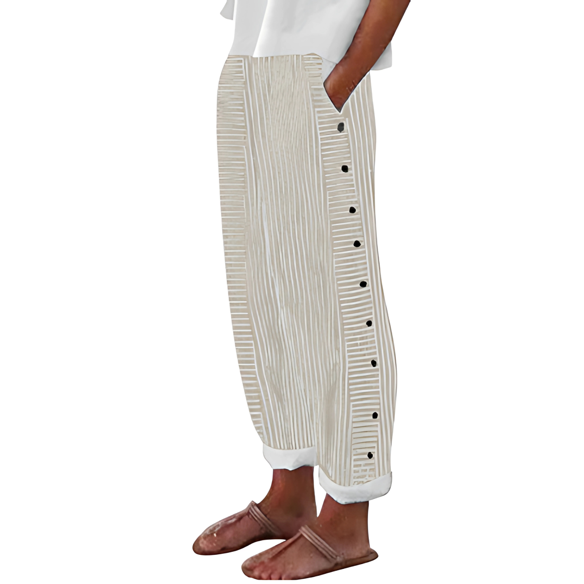 Image of Alison | Women's High-Waisted Striped Wide Leg Pants