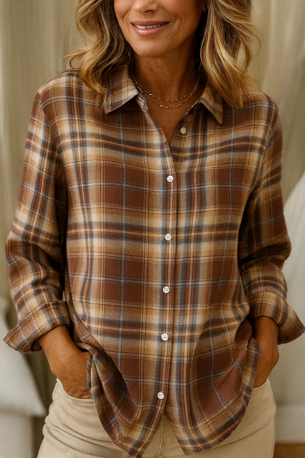 Image of Amanda | Women's Long Sleeve Button-Down Blouse