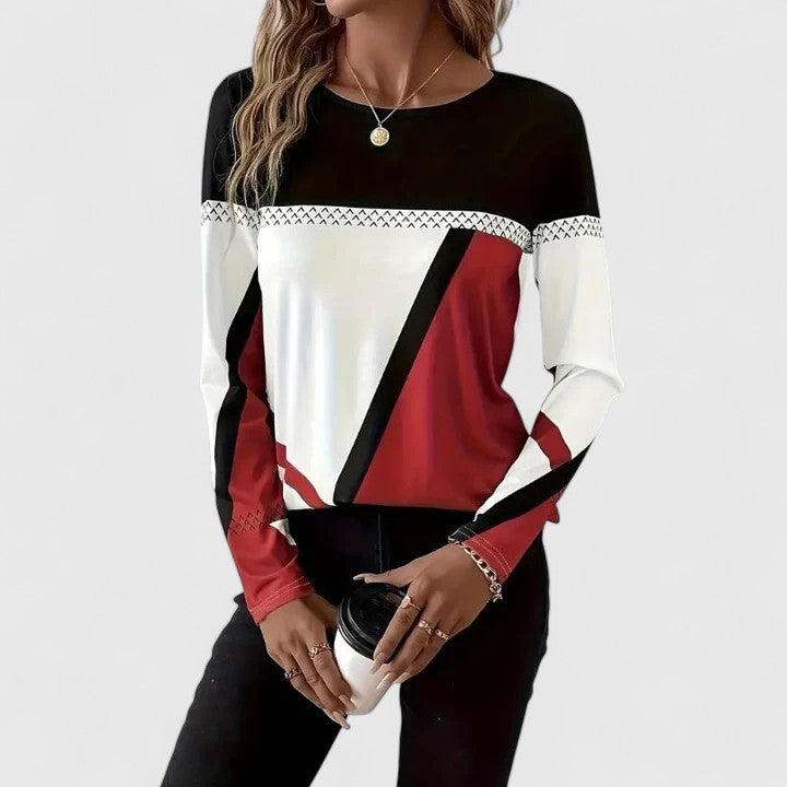 Image of Angela | Women's Long Sleeve Color Block Sweater