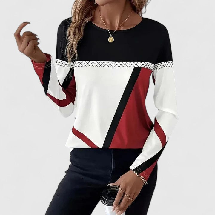 Image of Angela | Women's Long Sleeve Color Block Sweater
