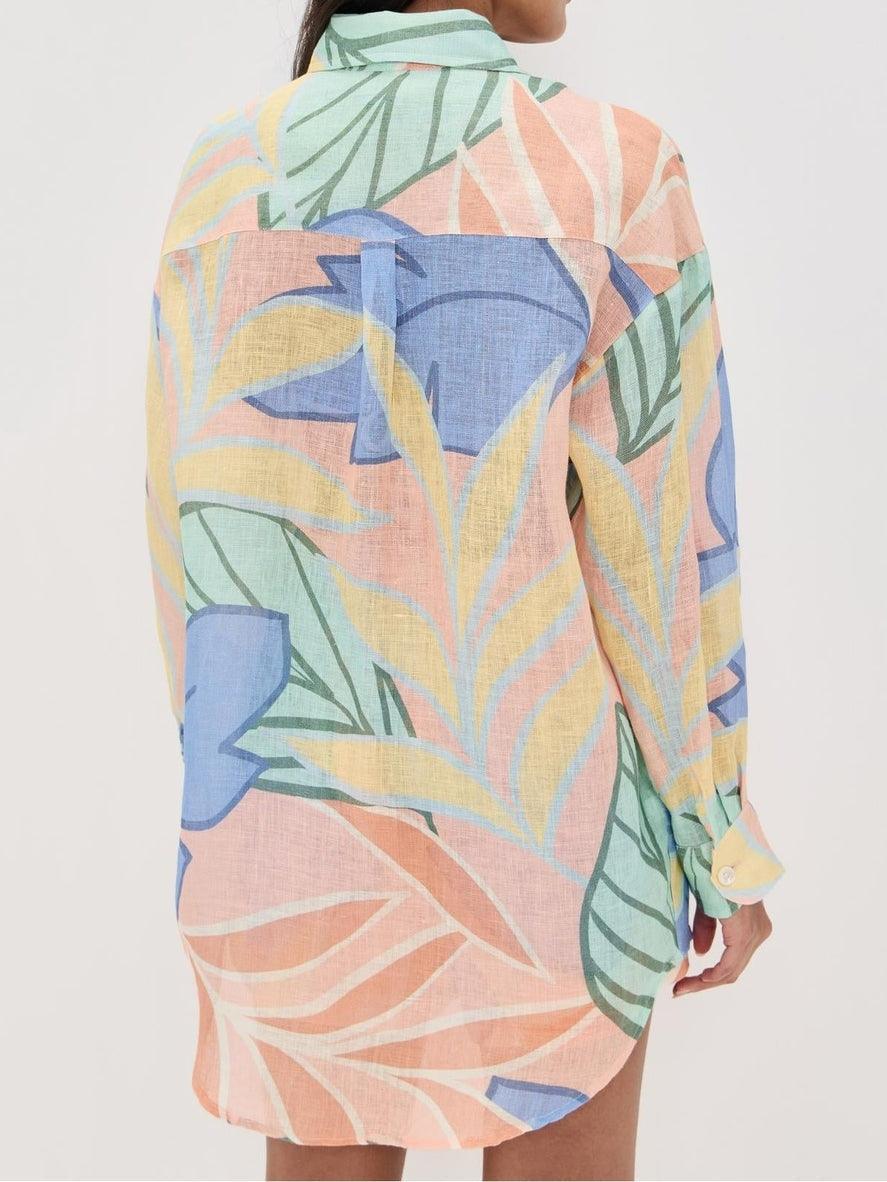 Image of Anna | Women's Button-Down Tropical Print Shorts Set