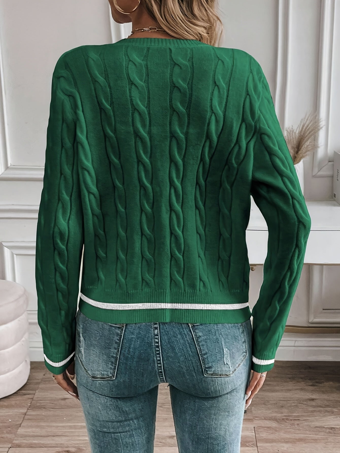 Image of Anna | Women's Button-Front Cable Knit Cardigan