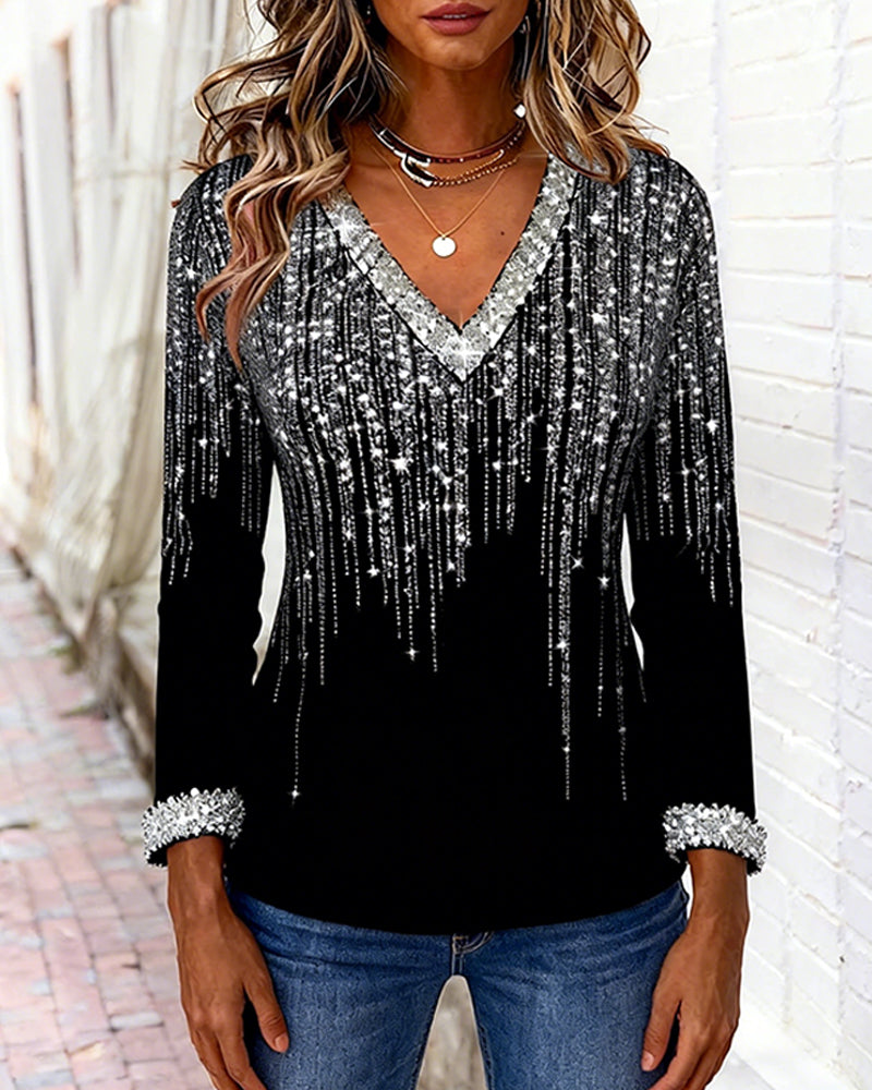 Image of Anne | Women's Fitted V-Neck Long Sleeve Top