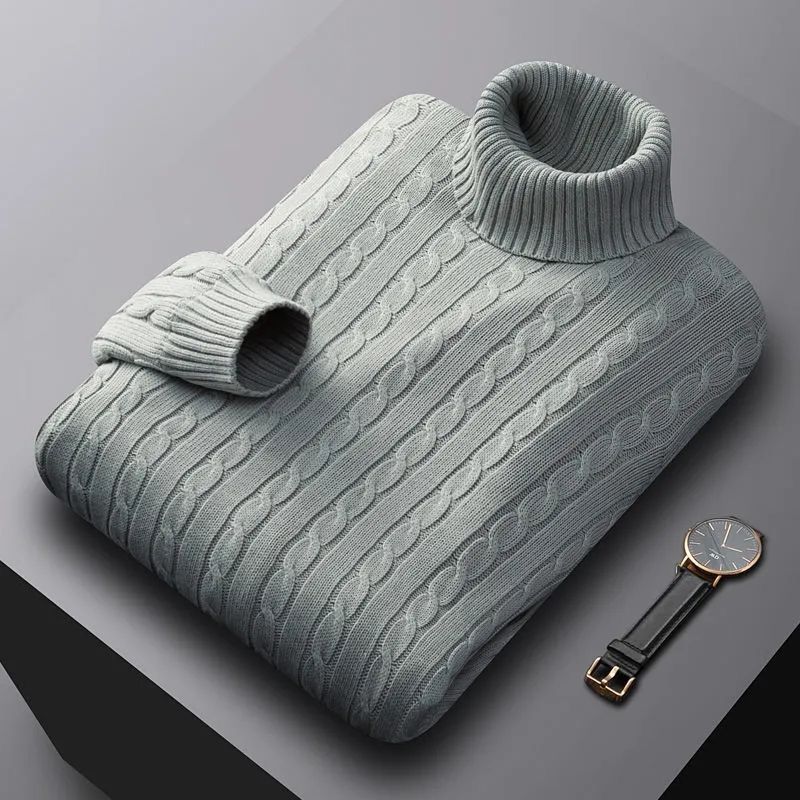 Image of Archie | Men's Turtleneck Cable Knit Sweater