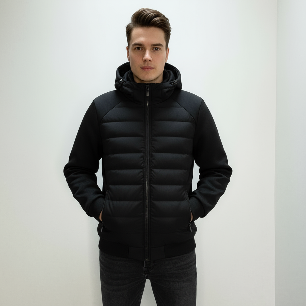 Image of Barney | Men's Hooded Hybrid Puffer Jacket