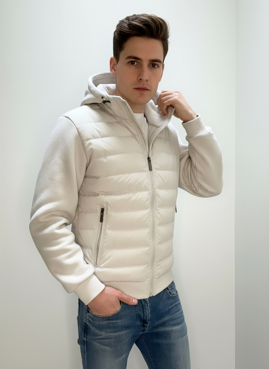 Image of Barney | Men's Hooded Hybrid Puffer Jacket