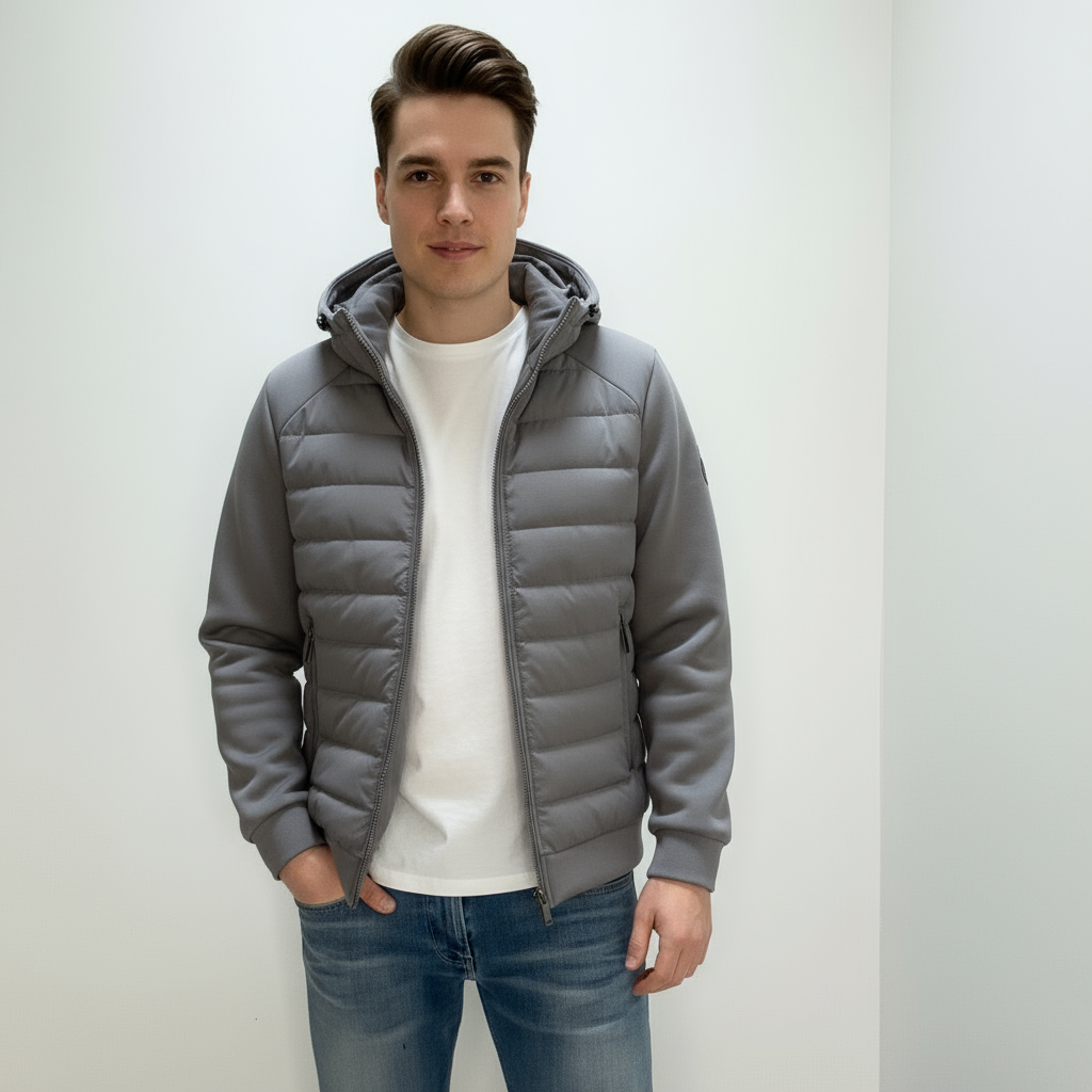Image of Barney | Men's Hooded Hybrid Puffer Jacket