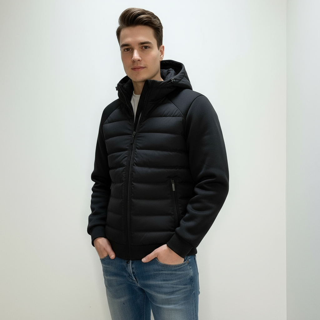 Image of Barney | Men's Hooded Hybrid Puffer Jacket