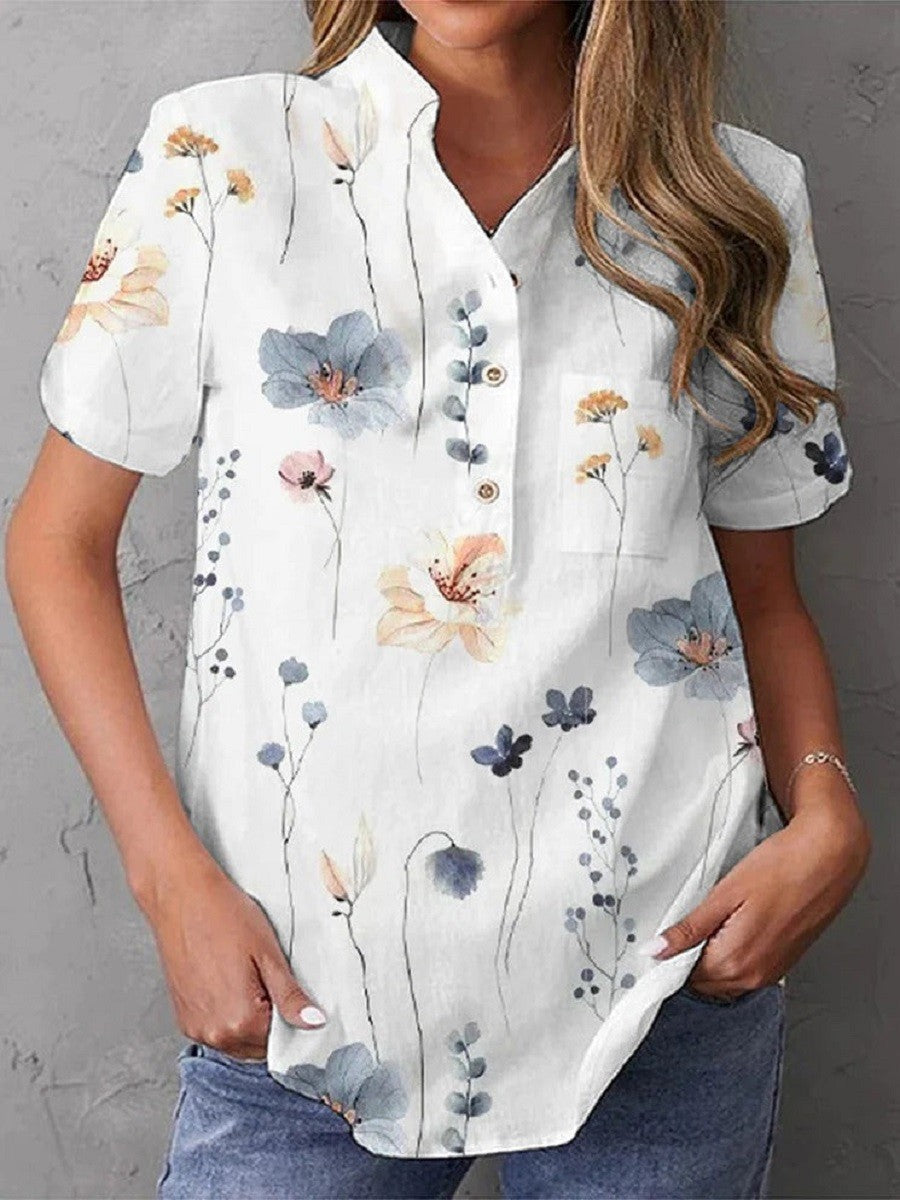 Image of Betty | Women's Floral Short Sleeve Blouse