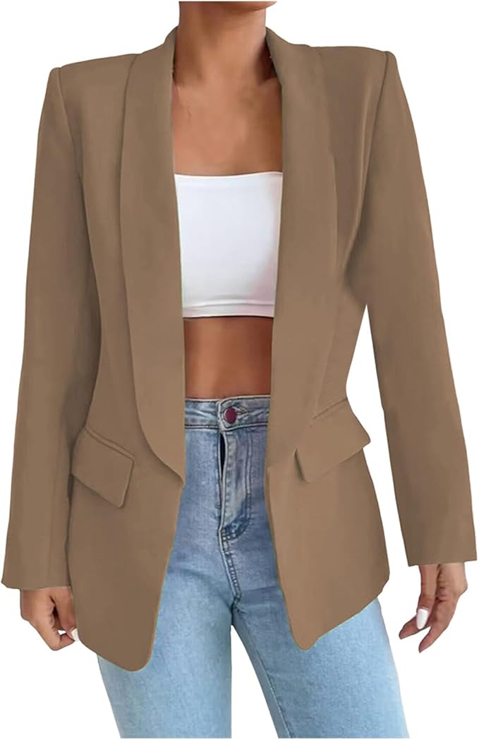 Image of Betty | Women's Open Front Long Sleeve Blazer