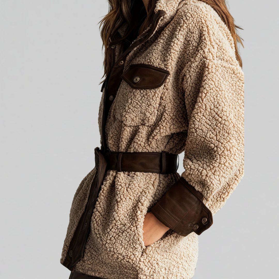 Image of Betty | Women's Oversized Sherpa Button-Down Jacket