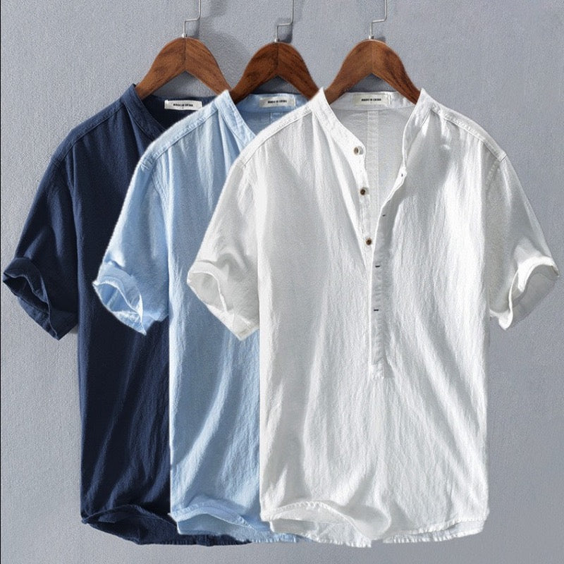 Image of Bryan | Men's Band Collar Button-Down Shirt