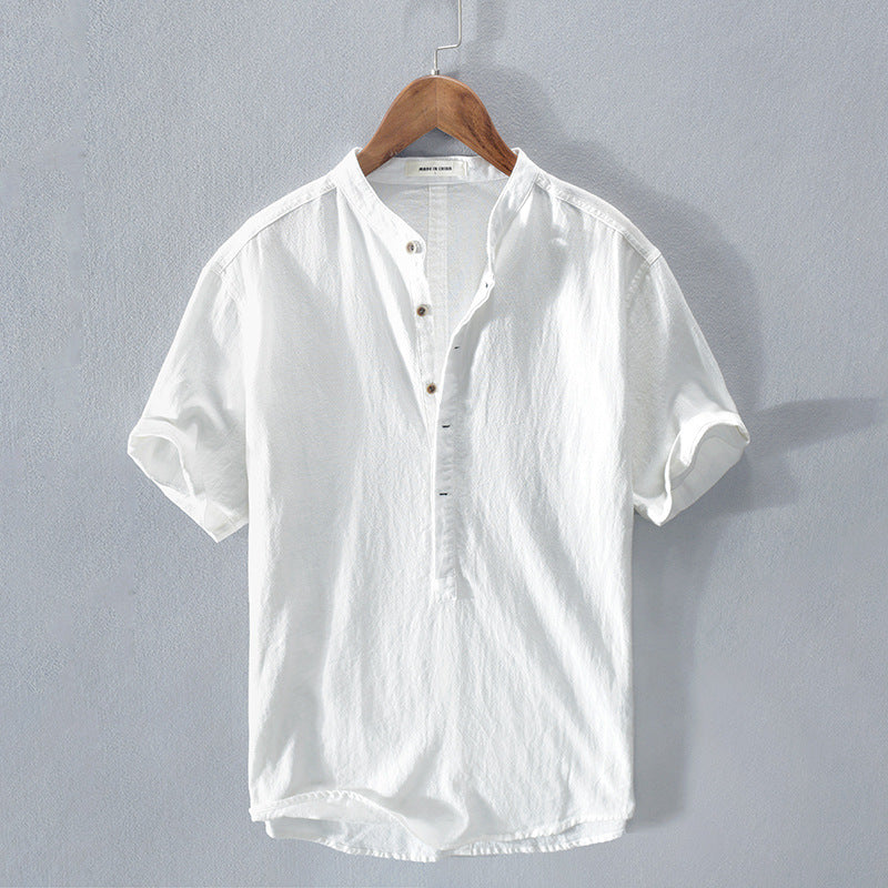 Image of Bryan | Men's Band Collar Button-Down Shirt